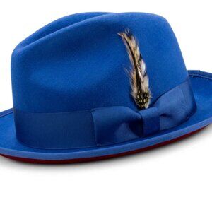 Montique ROYALMatching Grosgrain Ribbon 2 3/8" Brim REDBottom Wool Felt HAT. 75